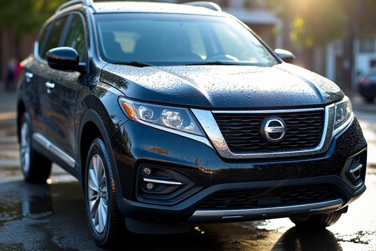 Un 4x4 immaculé après un lavage professionnel, étincelant sous le soleil